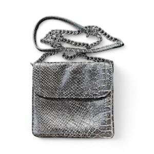 BANANA REPUBLIC Vintage Snakeskin Leather  Crossbody Chain Strap‎ Purse Silver